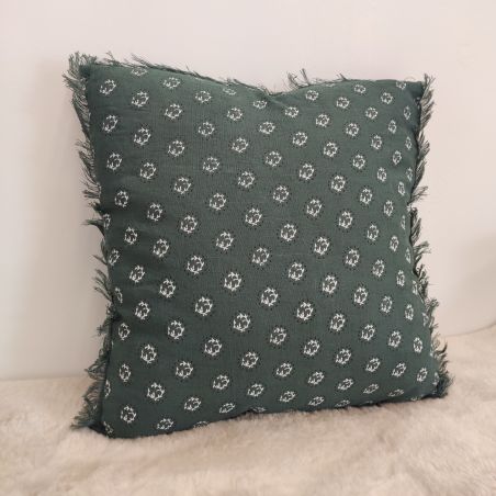 Coussin classique vert et blanc - 45x45cm - EMMA par Amadeus