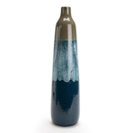 Vase contemporain bleu et argile - 59x15x15cm - ALTITUDE par Amadeus