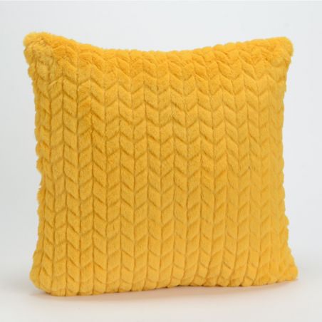 Coussin uni moutarde - 40x40cm - CHEVRON par Amadeus