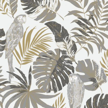 Papier peint expansé sur intissé végétal gris et doré pailleté GUARMA - Imprim'Luxe par Ugepa - L76300