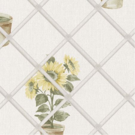 Papier peint vinyle sur intissé floral gris clair et blanc PEPINIERE -par Lutèce - 11161707