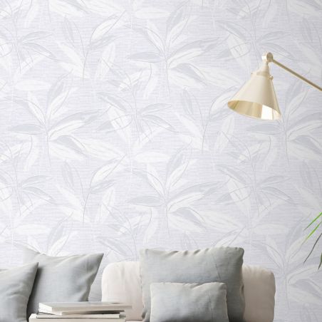 Papier peint expansé sur intissé floral gris pailleté et blanc ANDUZE- Finesse par Erismann - 10227-31