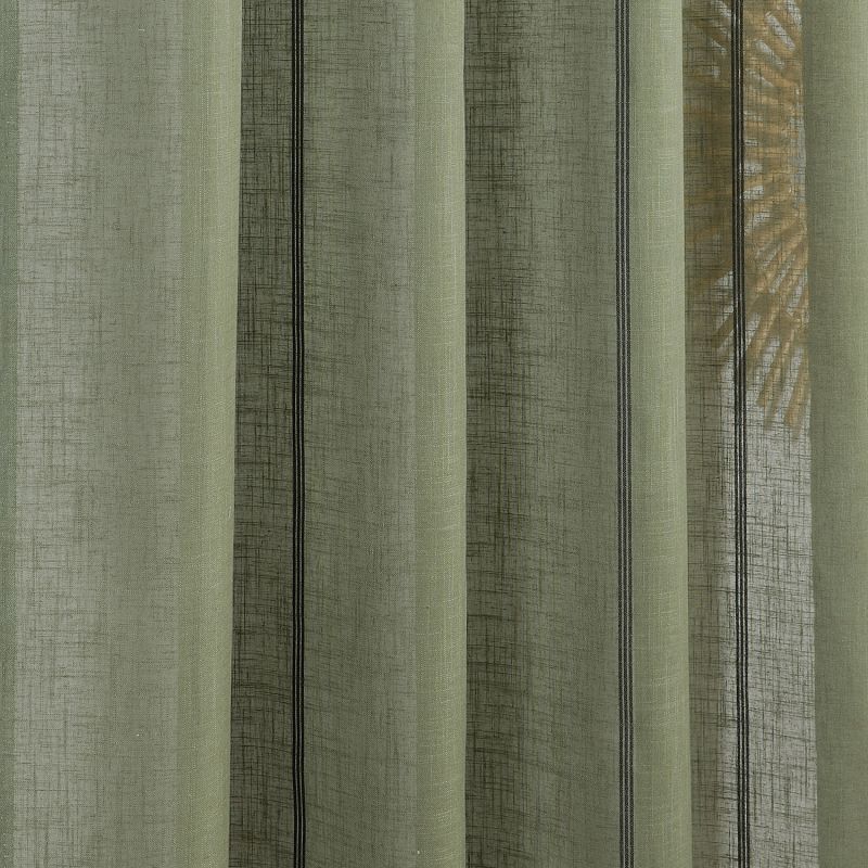 Prêt-à-Poser voilage - 150cmx260cm - rayure fine kaki et noir JEANNE par Linder