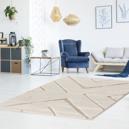 Tapis de salon - 160x230cm - Ethnique / Berbére taupe et écru FARA par Balta Tapis de salon - 160x230cm - Ethnique / Berbére taupe et écru FARA par Balta
