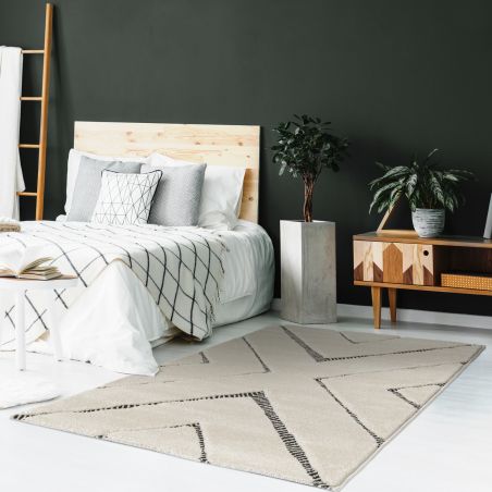 Tapis de salon - 160x230cm - Ethnique / Berbére écru et noir FARA par Balta Tapis de salon - 160x230cm - Ethnique / Berbére écru et noir FARA par Balta