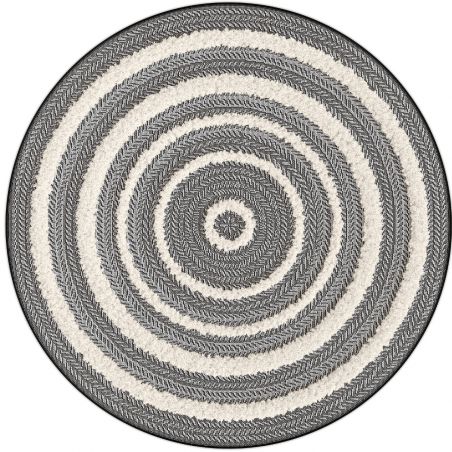 Tapis rond - diam 160cm - Ethnique / Berbére noir et écru RITUAL par Balta Tapis rond - diam 160cm - Ethnique / Berbére noir et écru RITUAL par Balta