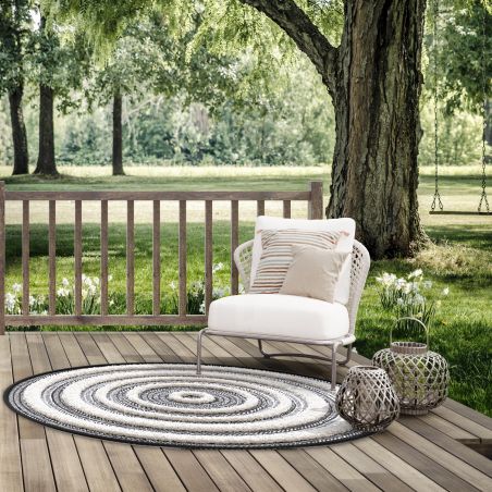 Tapis rond - diam 160cm - Ethnique / Berbére noir et écru RITUAL par Balta Tapis rond - diam 160cm - Ethnique / Berbére noir et écru RITUAL par Balta