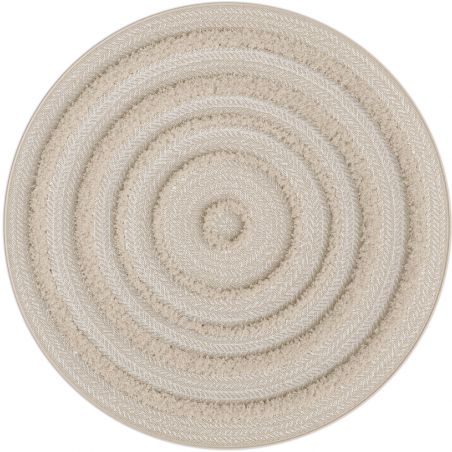 Tapis rond - diam 160cm - Ethnique / Berbére taupe RITUAL par Balta