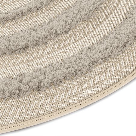 Tapis rond - diam 160cm - Ethnique / Berbére taupe RITUAL par Balta