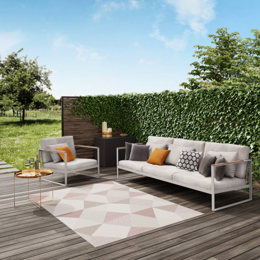 Tapis de salon - 140x200cm - Contemporain rose et beige PRISMA par Balta