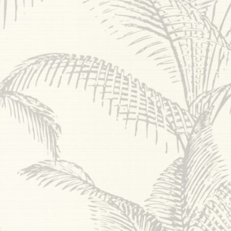 Papier peint Vinyle sur intissé végétal argenté et blanc PALOMA - Jungle par Rasch - 406856