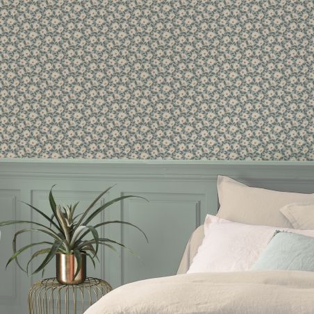 Papier peint Vinyle sur intissé floral vert FLEURETTE - Fleur par Rasch - 689808