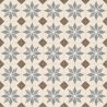 Sol Vinyle/PVC - 2m - Carreaux de ciment bleu et marron, fond écru SCOTTSDALE 196L - Optima Retro-tex par Beauflor