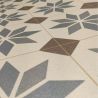 Sol Vinyle/PVC - 2m - Carreaux de ciment bleu et marron, fond écru SCOTTSDALE 196L - Optima Retro-tex par Beauflor