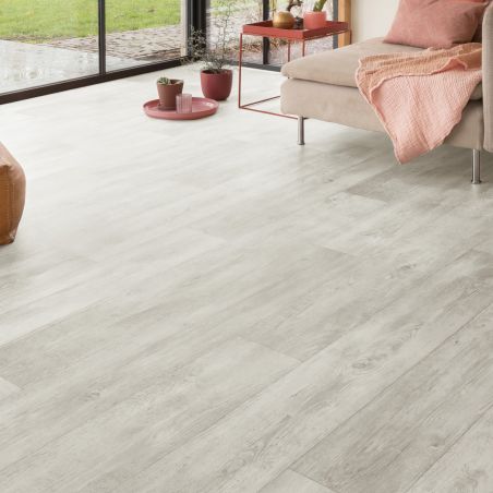 Sol Vinyle/PVC - 4m - Parquet blanc PONDEROSA 505 - Textile Texas new par IVC