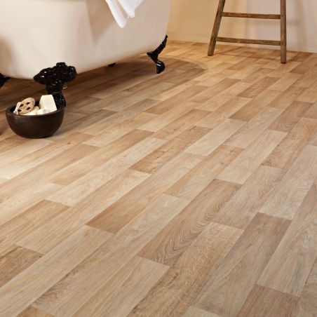 Sol Vinyle/PVC - 4m - Parquet chêne naturel CAMARGUE 537 - Textile Texas new par IVC