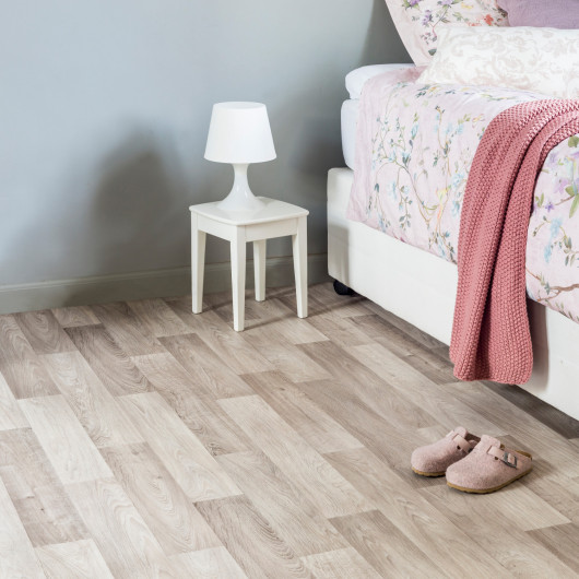 Sol Vinyle/PVC - 3m - Parquet gris blanchi CAMARGUE 504 - Textile Texas new par IVC