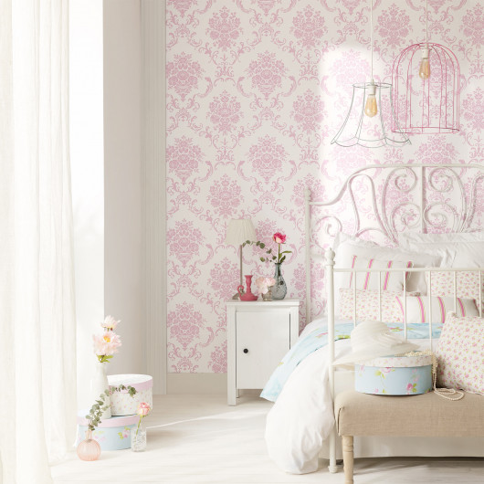 Papier peint Vinyle sur intissé floral rose ASHLEY ORNEMENT FLORAL ROSE - Ashley par Caselio - 69344003