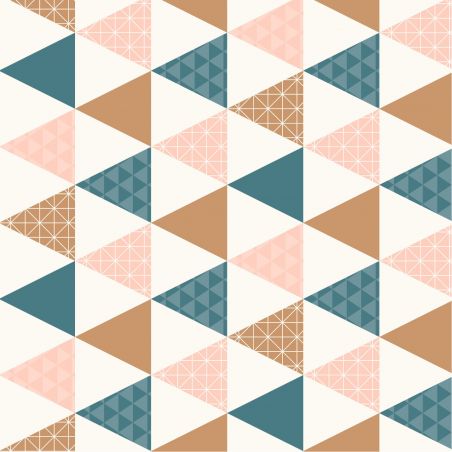 Papier peint Vinyle sur intissé graphique rose et bleu TONIC TRIANGLE ROSE BLEU CANARD CUIVRE - Tonic par Caselio - 69444109