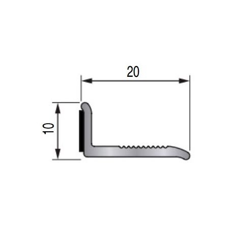 Arrêt de bordure adhésif- 270cm x 20mm x 10mm - Alu naturel CORNIERE D'ANGLE par Dinac