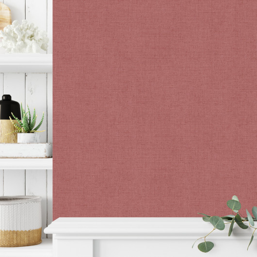 Papier peint vinyle sur intissé uni rouge brique TISSAGE - Imprim'Luxe par Ugepa - M55105