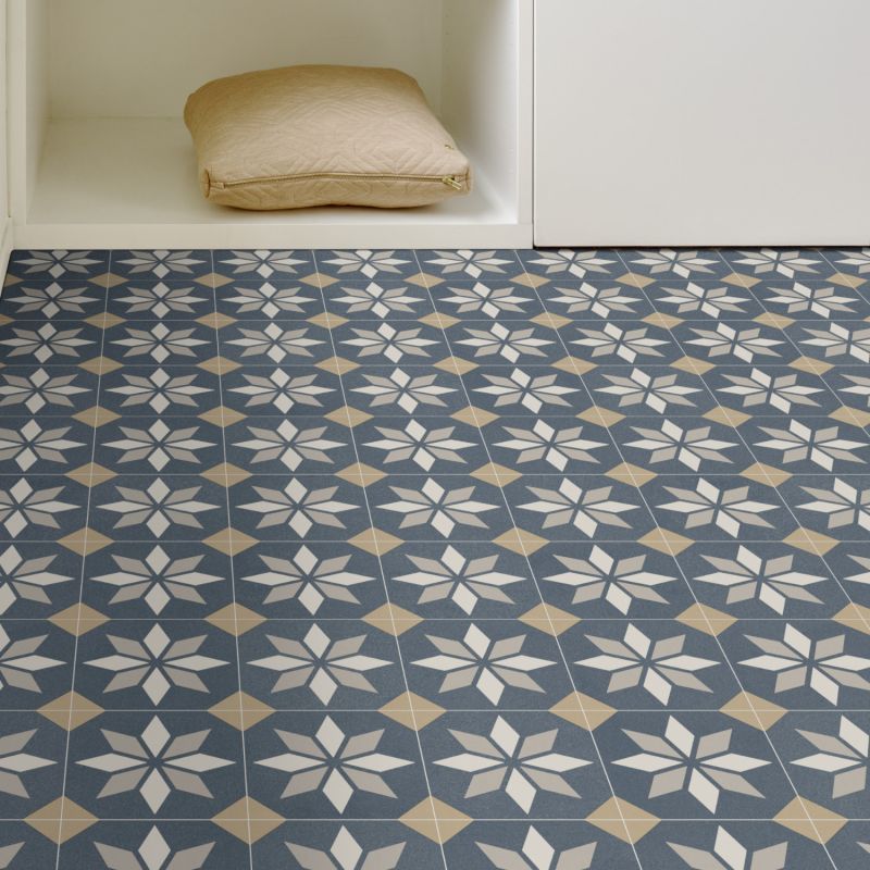 Sol Vinyle/PVC - 3m - carreaux de ciment bleu et beige SCOTTSDALE 712M Optima par Beauflor