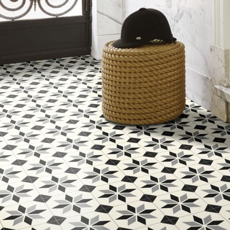 Sol Vinyle/PVC - 3m - carreaux de ciment noir et blanc SCOTTSDALE 099M - Optima Retro-tex par Beauflor Sol Vinyle/PVC - 3m - carreaux de ciment noir et blanc SCOTTSDALE 099M - Optima Retro-tex par Beauflor