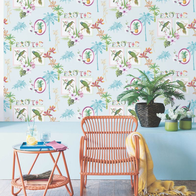 Papier peint vinyle sur intissé végétal vert EXOTIC PARROTS - Essentiels contemporain par Lutèce - 51174601