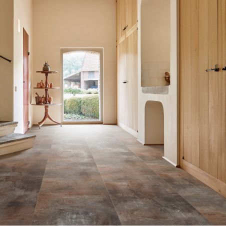 Sol Vinyle/PVC - Dalle clipsable - carrelage, effet industriel cuivre et gris anthracite JURA - Mega Stone Coretec par US Floors Sol Vinyle/PVC - Dalle clipsable - carrelage, effet industriel cuivre et gris anthracite JURA - Mega Stone Coretec par US Floors