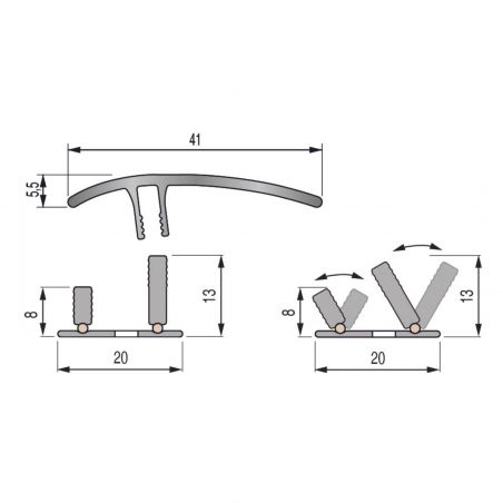 Seuil de porte invisible multi-niveaux - 270cm x 41mm x 5,5mm - Alu naturel DINAFIX par Dinac Seuil de porte invisible multi-niveaux - 270cm x 41mm x 5,5mm - Alu naturel DINAFIX par Dinac