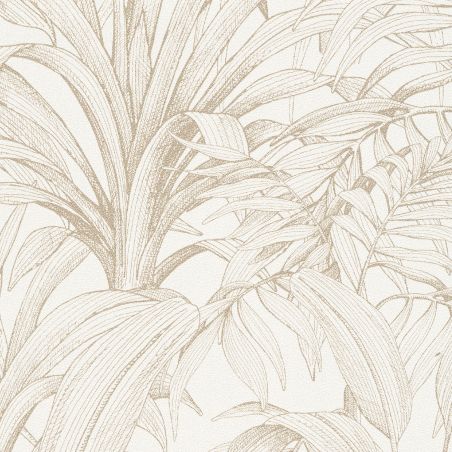 Papier peint vinyle sur intissé végétal doré et écru ALIARE - Asperia par Grandeco - A51402
