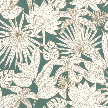 Papier peint intissé floral vert anglais ODYSSEE HAWAI - Green and Co par Caselio - 101437299