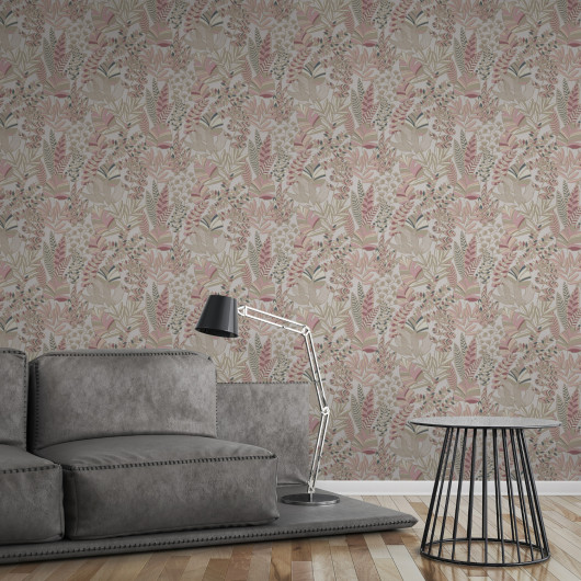 Papier peint intissé feuilles rose et doré FEUILLES TROPICALES - Wallpaper par As Creation - 39095-4