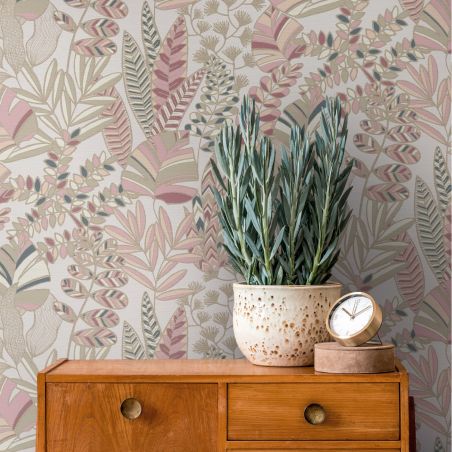 Papier peint intissé feuilles rose et doré FEUILLES TROPICALES - Wallpaper par As Creation - 39095-4