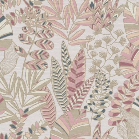 Papier peint intissé feuilles rose et doré FEUILLES TROPICALES - Wallpaper par As Creation - 39095-4