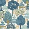 Papier peint vinyle sur intissé floral bleu et vert WOODLAND - Salsa par Rasch - 692501