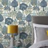 Papier peint vinyle sur intissé floral bleu et vert WOODLAND - Salsa par Rasch - 692501