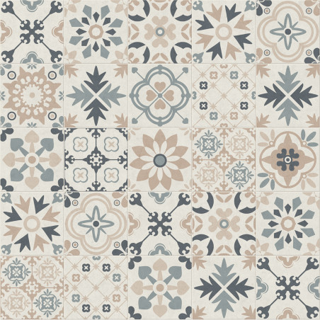 Sol Vinyle/PVC - 3m - carreaux de ciment beige ARLES 167M - Optima Evasion  par Beauflor