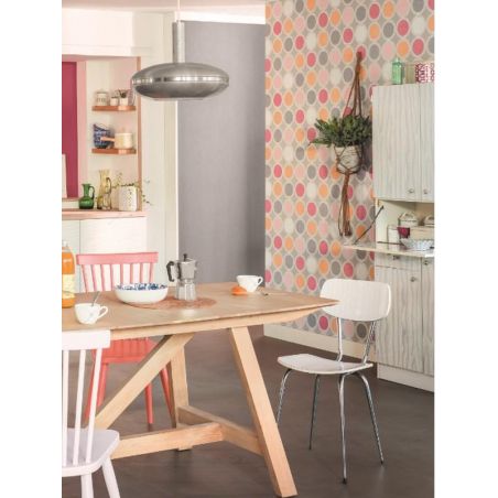 Papier peint vinyle sur intissé géométrique rose et orange ROND - Swing par Caselio - 68924513