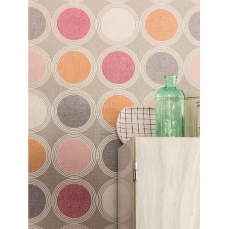 Papier peint vinyle sur intissé géométrique rose et orange ROND - Swing par Caselio - 68924513