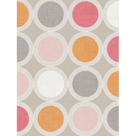 Papier peint vinyle sur intissé géométrique rose et orange ROND - Swing par Caselio - 68924513