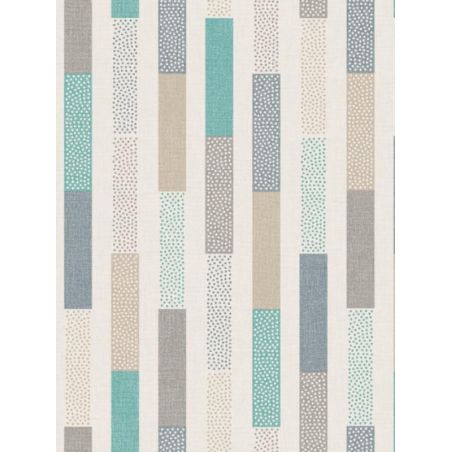 Papier peint vinyle sur intissé rayures turquoise et gris DOT - Swing par Caselio - 68896799