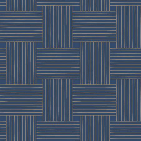 Papier peint intissé géométrique bleu indigoet doré LONGEVITY - Mystery par Caselio - 101646328