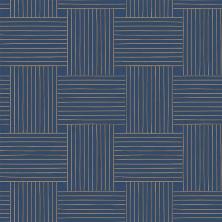 Papier peint intissé géométrique bleu indigoet doré LONGEVITY - Mystery par Caselio - 101646328