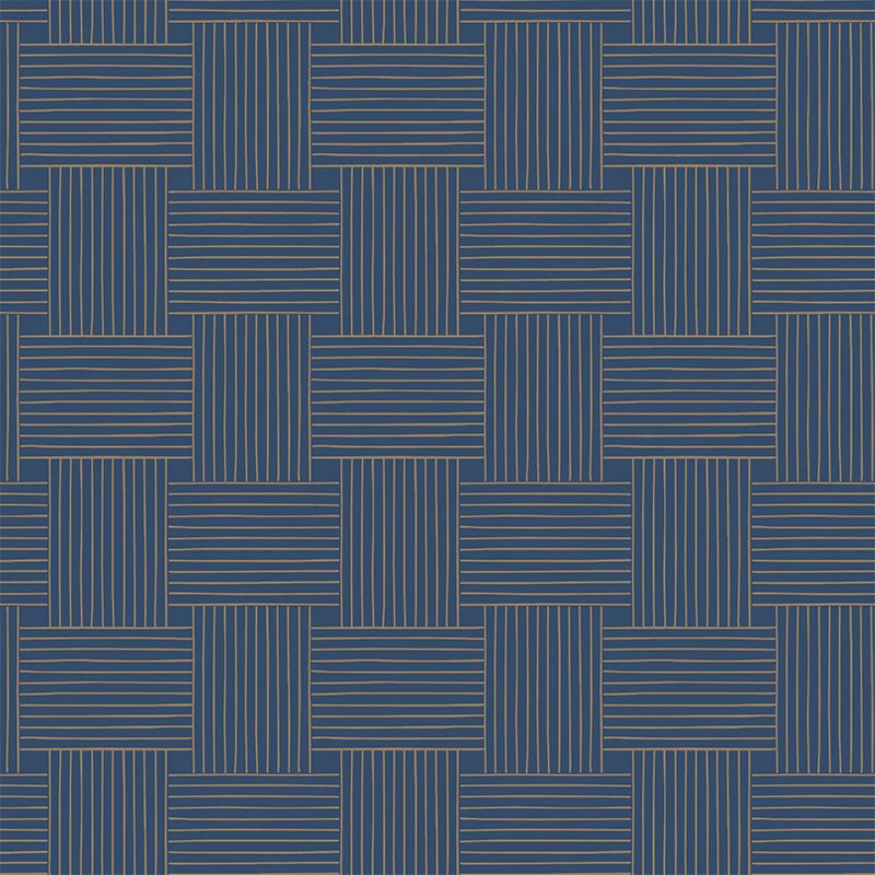 Papier peint intissé géométrique bleu indigoet doré LONGEVITY - Mystery par Caselio - 101646328