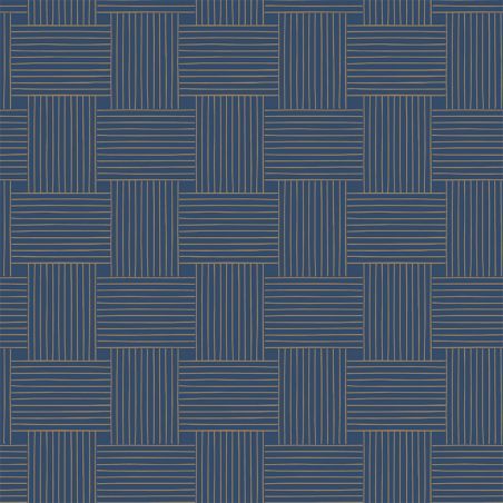 Papier peint intissé géométrique bleu indigoet doré LONGEVITY - Mystery par Caselio - 101646328