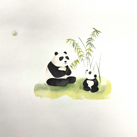 Papier peint intissé panda noir et blanc PANDA NOIR - Alice et Paul par Casadeco - 28069536