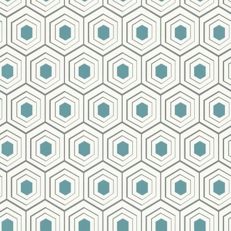 Papier peint vinyle sur intissé géométrique bleu et gris HEXAGONES - Séjours et Chambres par Lutèce - 51200301