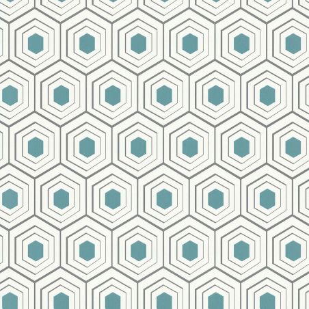 Papier peint vinyle sur intissé géométrique bleu et gris HEXAGONES - Séjours et Chambres par Lutèce - 51200301