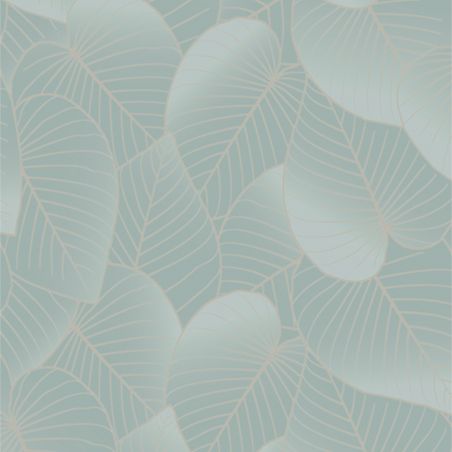 Papier peint vinyle sur intissé graphique vert FEUILLES - Botanique par Ugepa - B21214
